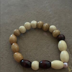 Hand made Natural Wood Beaded Bracelet